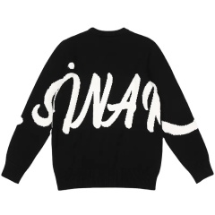 Custom Unisex Oversized Black Sweater with Bold Lettering – Minimalist Statement Style | OEM & ODM Knitwear Manufacturer
