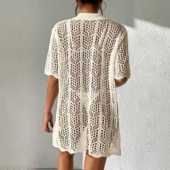 Custom Women's Crochet Lace Button-Down Cover-Up – OEM & ODM Summer Beachwear Manufacturer