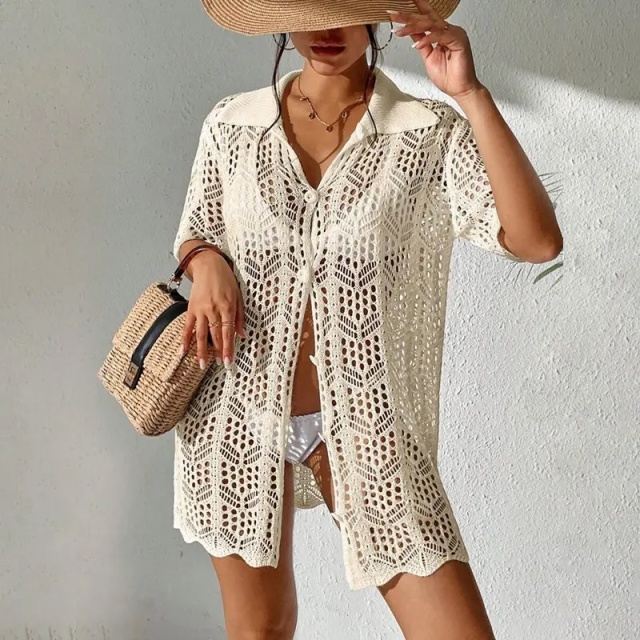 Custom Women's Crochet Lace Button-Down Cover-Up – OEM & ODM Summer Beachwear Manufacturer