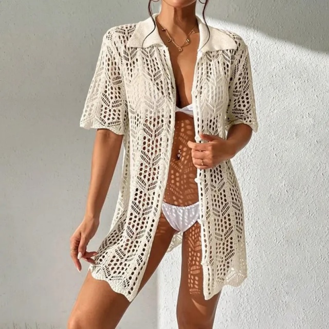 Custom Women's Crochet Lace Button-Down Cover-Up – OEM & ODM Summer Beachwear Manufacturer