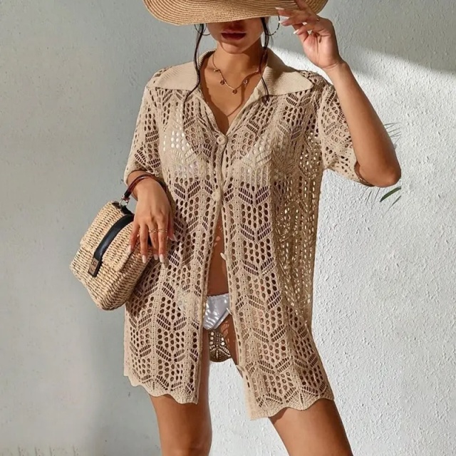 Custom Women's Crochet Lace Button-Down Cover-Up – OEM & ODM Summer Beachwear Manufacturer