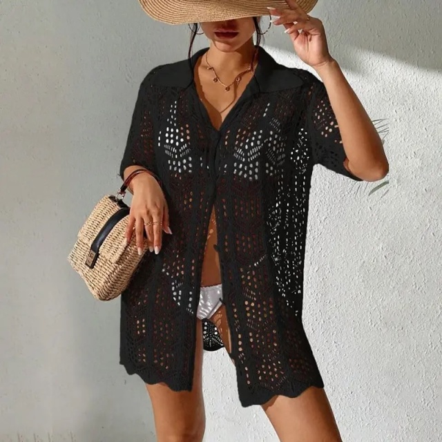 Custom Women's Crochet Lace Button-Down Cover-Up – OEM & ODM Summer Beachwear Manufacturer
