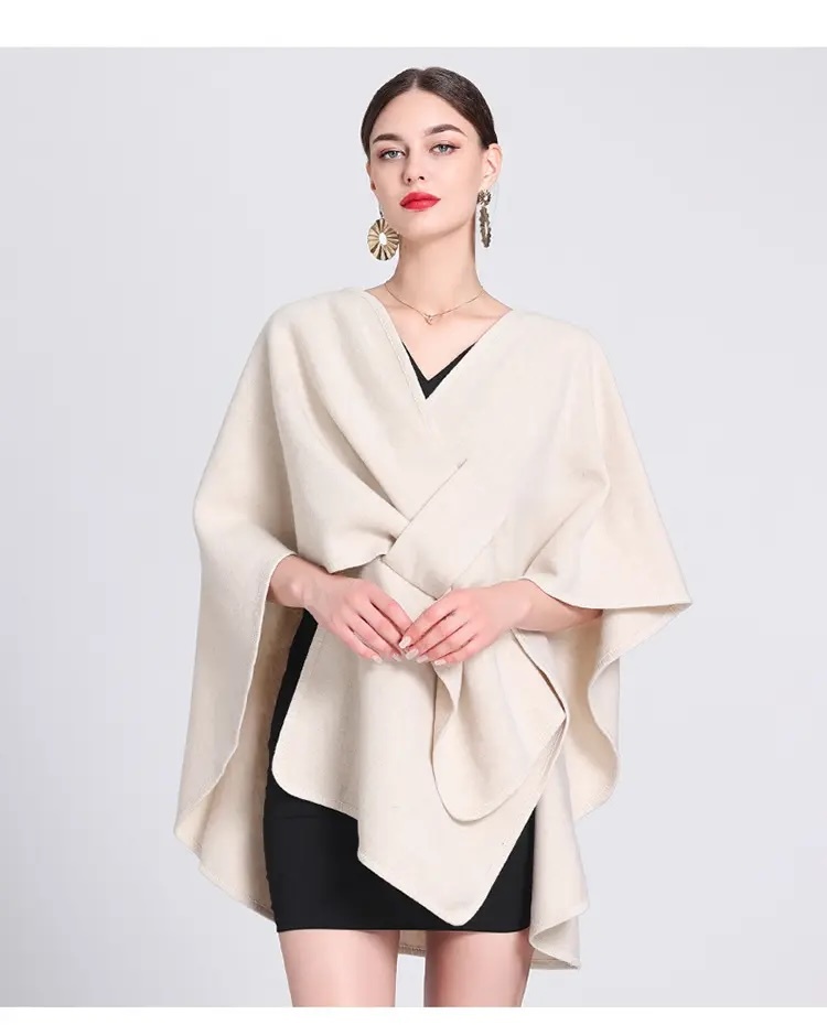 Customizable Women's Belted Cape – Effortless Elegance and Timeless Style | OEM & ODM Knitwear Manufacturer