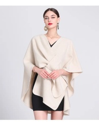 Customizable Women's Belted Cape – Effortless Elegance and Timeless Style | OEM & ODM Knitwear Manufacturer