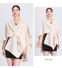 Customizable Women's Belted Cape – Effortless Elegance and Timeless Style | OEM & ODM Knitwear Manufacturer