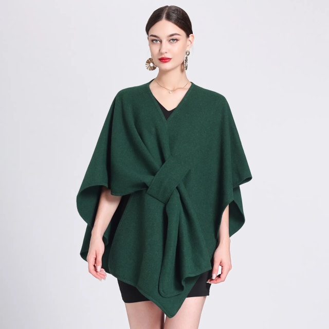 Customizable Women's Belted Cape – Effortless Elegance and Timeless Style | OEM & ODM Knitwear Manufacturer