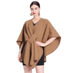 Customizable Women's Belted Cape – Effortless Elegance and Timeless Style | OEM & ODM Knitwear Manufacturer