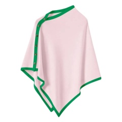 Customizable Color-Block Knit Poncho – Pink, White, and Green | OEM & ODM Knitwear Manufacturer