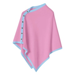 Customizable Color-Block Knit Poncho – Pink, White, and Green | OEM & ODM Knitwear Manufacturer