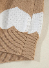 Custom Women's Heart Print Knit Sweater – OEM & ODM Manufacturer for Chic and Cozy Apparel
