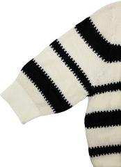 Customizable Women's Casual Pullover Classic Black and White Striped Knit Sweater