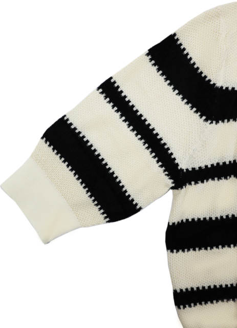Customizable Women's Casual Pullover Classic Black and White Striped Knit Sweater