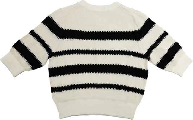 Customizable Women's Casual Pullover Classic Black and White Striped Knit Sweater