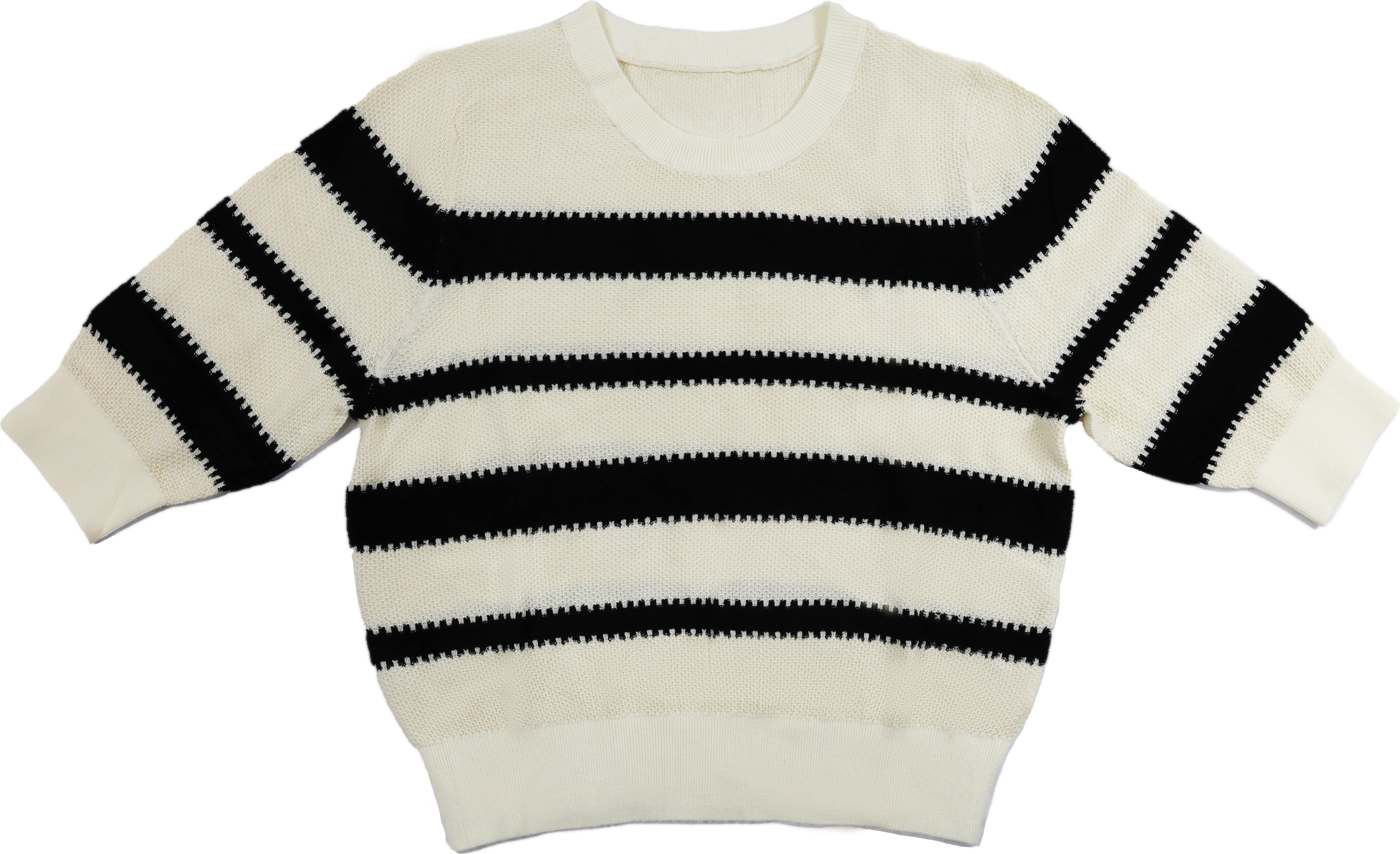 Customizable Women's Casual Pullover Classic Black and White Striped Knit Sweater