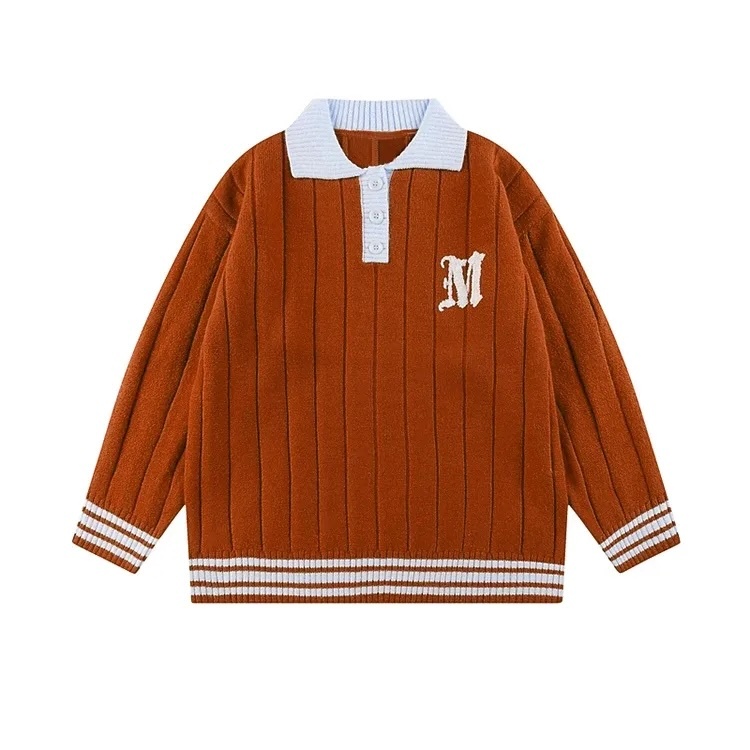Custom Kids' Vintage-Inspired Knit Polo Sweater – OEM & ODM Children's Apparel Manufacturer