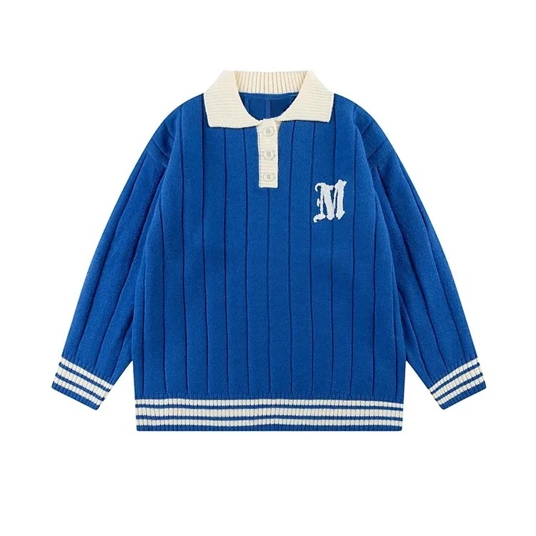 Custom Kids' Vintage-Inspired Knit Polo Sweater – OEM & ODM Children's Apparel Manufacturer