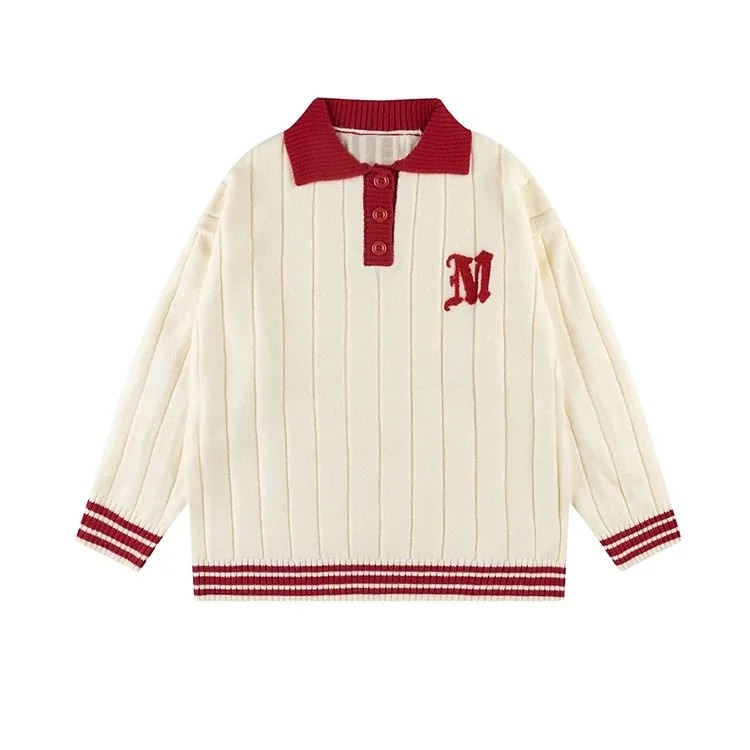 Custom Kids' Vintage-Inspired Knit Polo Sweater – OEM & ODM Children's Apparel Manufacturer