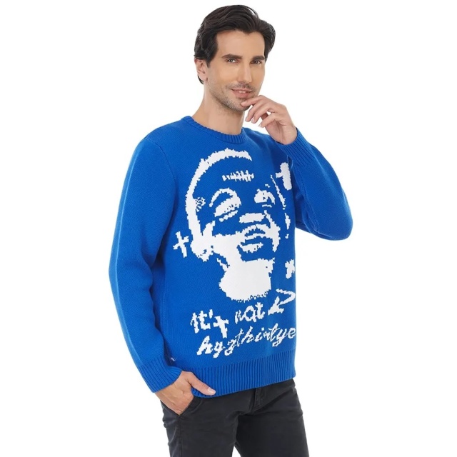 Factory Direct Unisex Graphic Knit Sweater – Bold Streetwear with Artistic Flair | Custom Wholesale Manufacturer