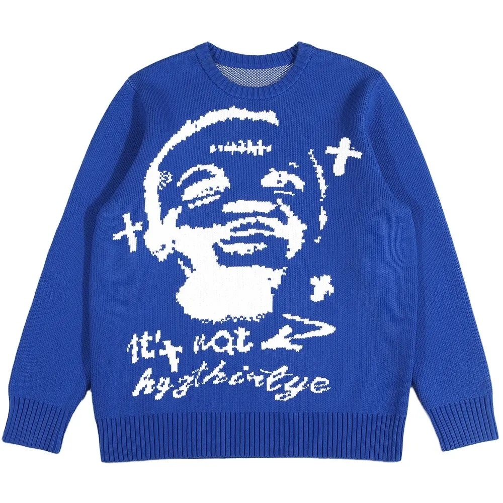 Factory Direct Unisex Graphic Knit Sweater – Bold Streetwear with Artistic Flair | Custom Wholesale Manufacturer