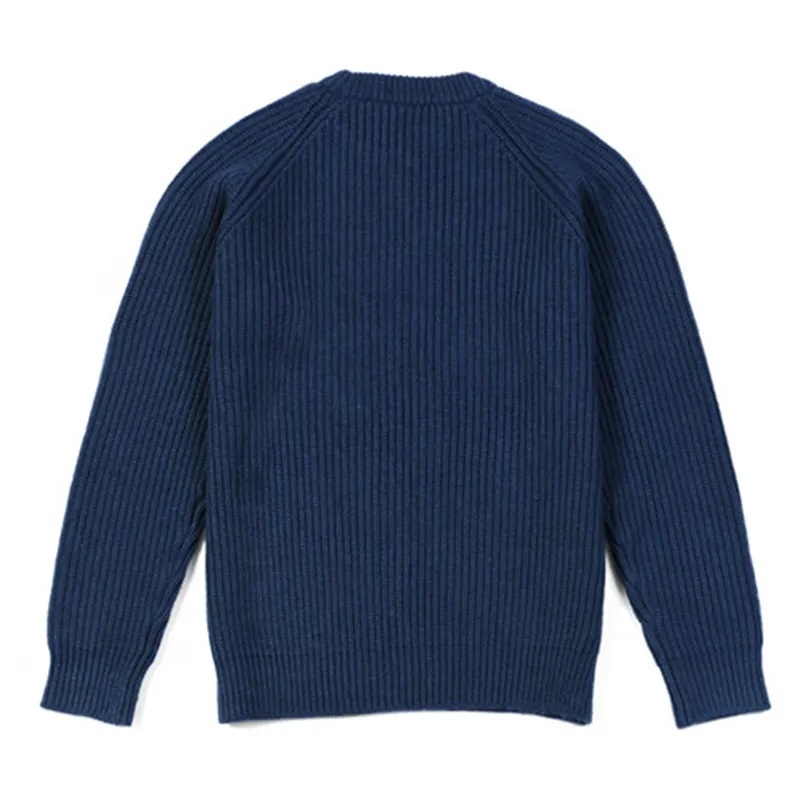 Custom Classic Ribbed Knit Blue Sweater – Premium Wholesale Manufacturer