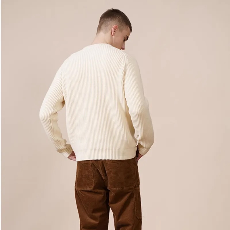 Custom Classic Ribbed Knit Blue Sweater – Premium Wholesale Manufacturer
