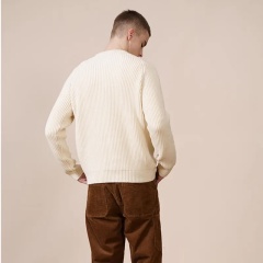 Custom Classic Ribbed Knit Blue Sweater – Premium Wholesale Manufacturer