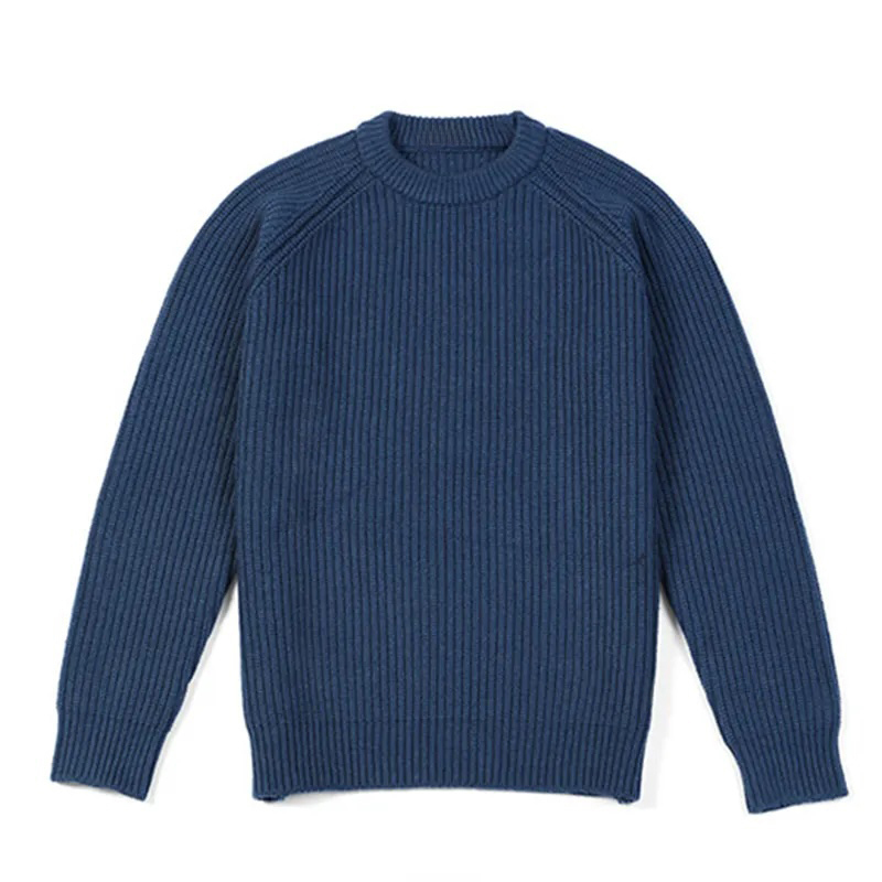 Custom Classic Ribbed Knit Blue Sweater – Premium Wholesale Manufacturer