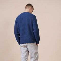 Custom Classic Ribbed Knit Blue Sweater – Premium Wholesale Manufacturer