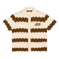 Customizable Vintage-Inspired Striped Crochet Knit Shirt – Wholesale Manufacturer of Retro-Inspired Knitwear
