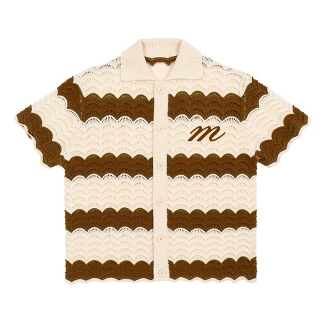 Customizable Vintage-Inspired Striped Crochet Knit Shirt – Wholesale Manufacturer of Retro-Inspired Knitwear