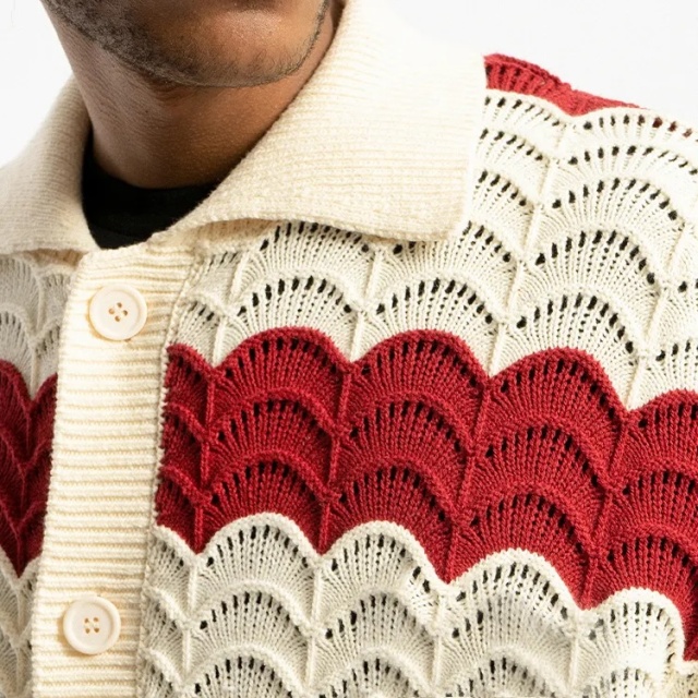 Customizable Vintage-Inspired Striped Crochet Knit Shirt – Wholesale Manufacturer of Retro-Inspired Knitwear