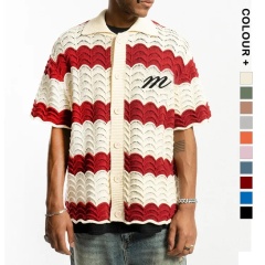 Customizable Vintage-Inspired Striped Crochet Knit Shirt – Wholesale Manufacturer of Retro-Inspired Knitwear