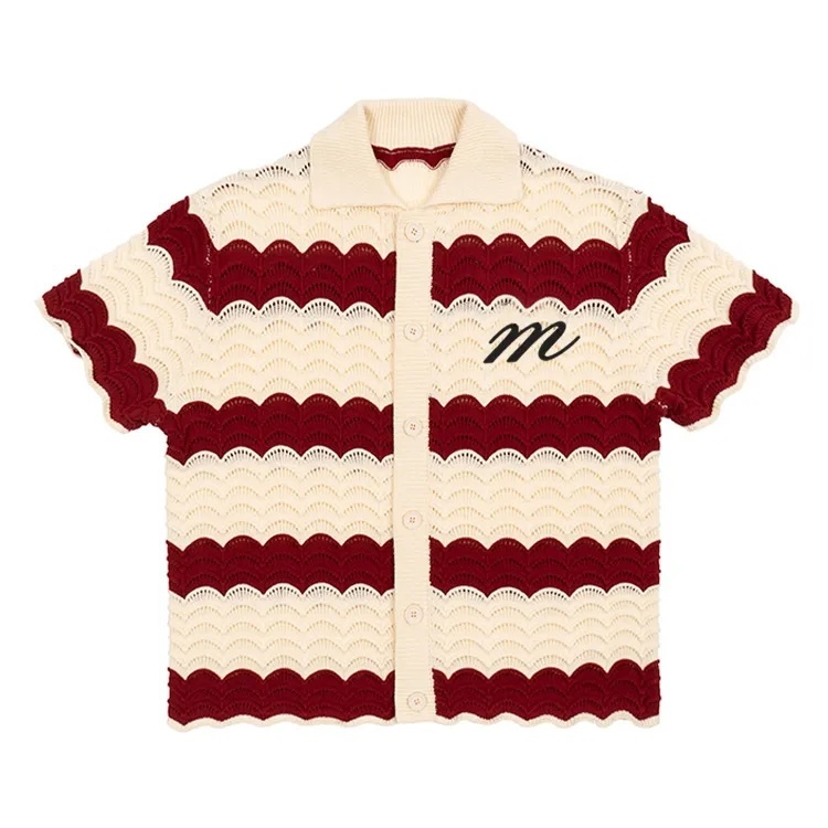 Customizable Vintage-Inspired Striped Crochet Knit Shirt – Wholesale Manufacturer of Retro-Inspired Knitwear