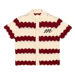 Customizable Vintage-Inspired Striped Crochet Knit Shirt – Wholesale Manufacturer of Retro-Inspired Knitwear