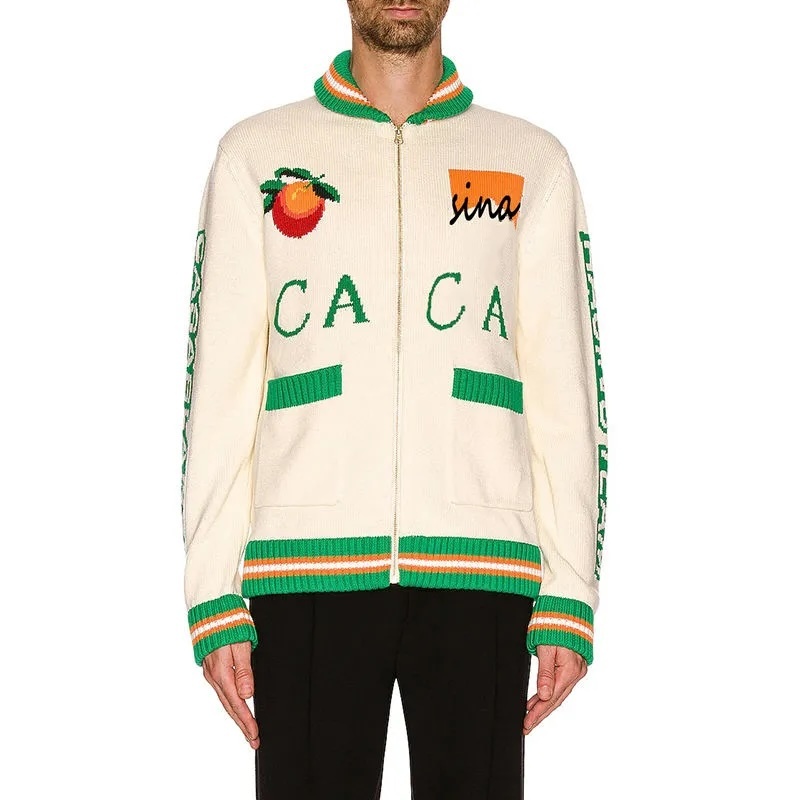Customizable Casablanca-Inspired Graphic Knit Zip-Up Jacket – Wholesale Manufacturer of Unique Streetwear