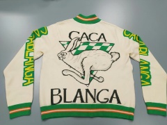 Customizable Casablanca-Inspired Graphic Knit Zip-Up Jacket – Wholesale Manufacturer of Unique Streetwear
