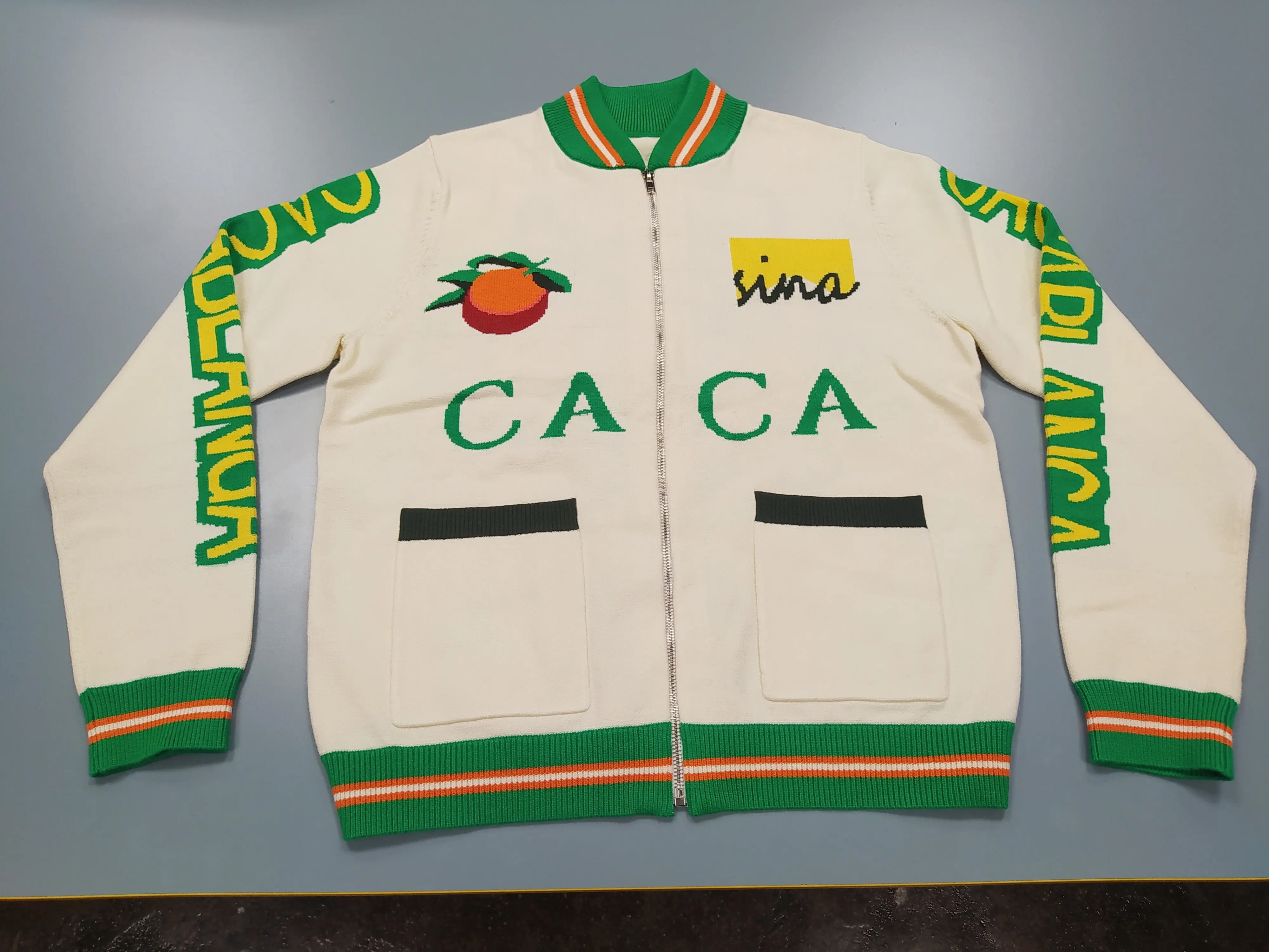 Customizable Casablanca-Inspired Graphic Knit Zip-Up Jacket – Wholesale Manufacturer of Unique Streetwear