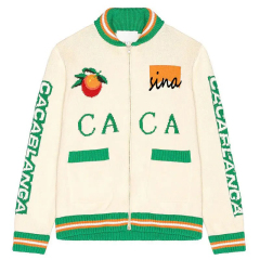 Customizable Casablanca-Inspired Graphic Knit Zip-Up Jacket – Wholesale Manufacturer of Unique Streetwear