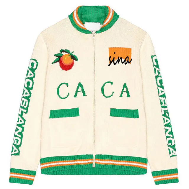 Customizable Casablanca-Inspired Graphic Knit Zip-Up Jacket – Wholesale Manufacturer of Unique Streetwear