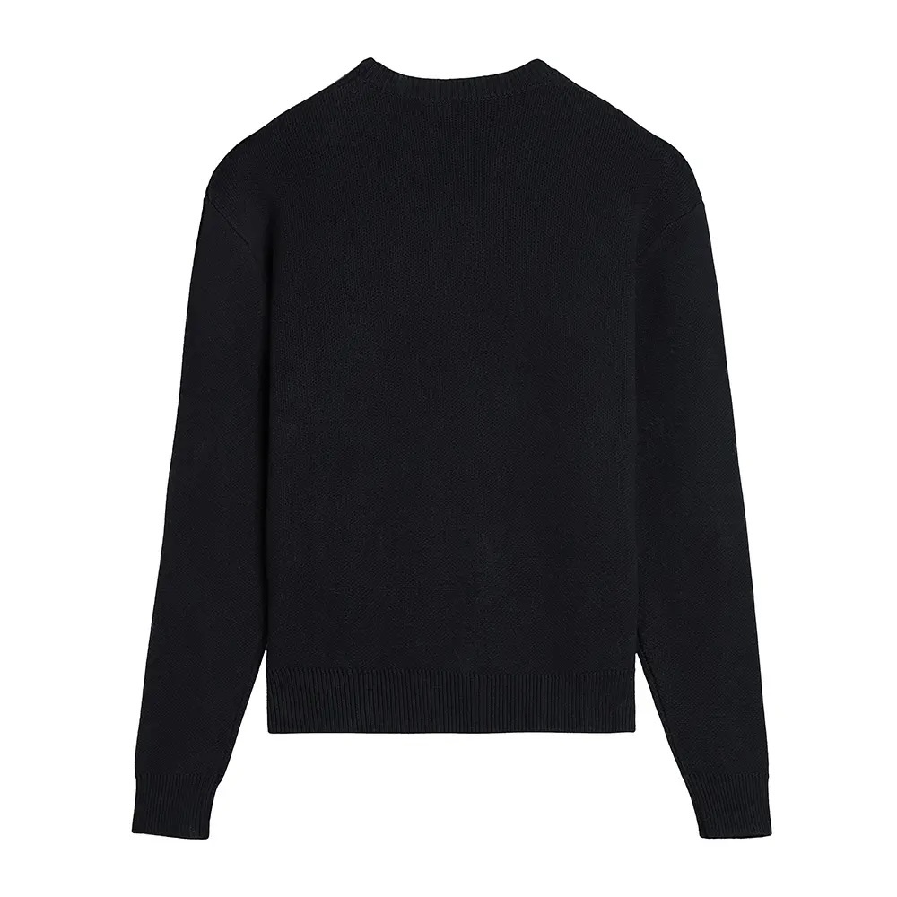 Customizable Minimalist Black Knit Sweater with Script Logo – Wholesale Manufacturer of Elegant Knitwear