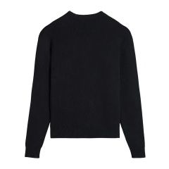 Customizable Minimalist Black Knit Sweater with Script Logo – Wholesale Manufacturer of Elegant Knitwear