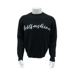Customizable Minimalist Black Knit Sweater with Script Logo – Wholesale Manufacturer of Elegant Knitwear