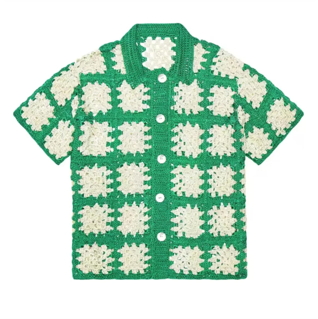 Customizable Handmade Retro Crochet Knit Shirt – Wholesale Manufacturer of Vintage-Inspired Apparel