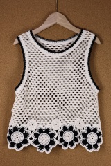 Customizable Handmade Crochet Lace Vest with Floral Hem – Wholesale Manufacturer of Elegant Knitwear