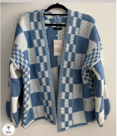 Customizable Black and White Checkered Knit Cardigan – Wholesale Manufacturer of Contemporary Knitwear