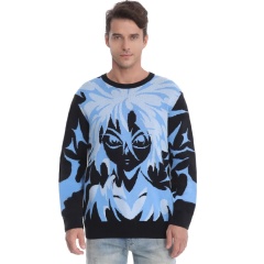 Customizable Anime-Inspired Graphic Knit Sweater – Bold, Stylish, and Unique