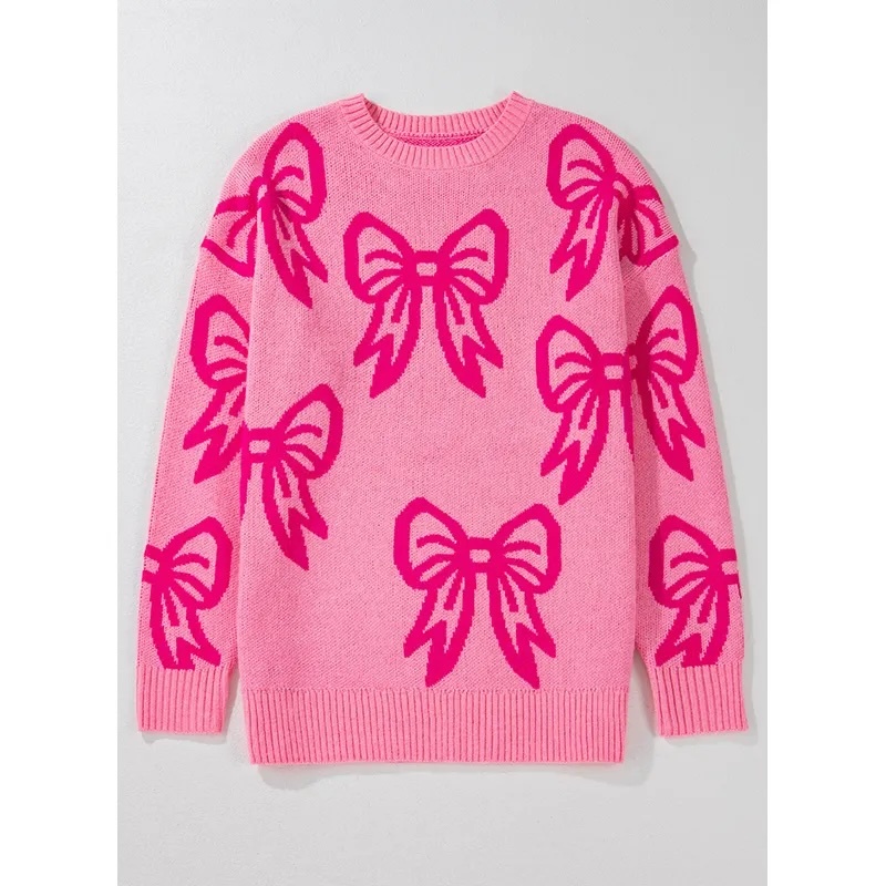 OEM/ODM Pink Oversized Bow Sweater – Cozy, Stylish, and Eye-Catching