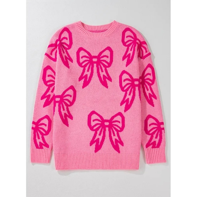 OEM/ODM Pink Oversized Bow Sweater – Cozy, Stylish, and Eye-Catching