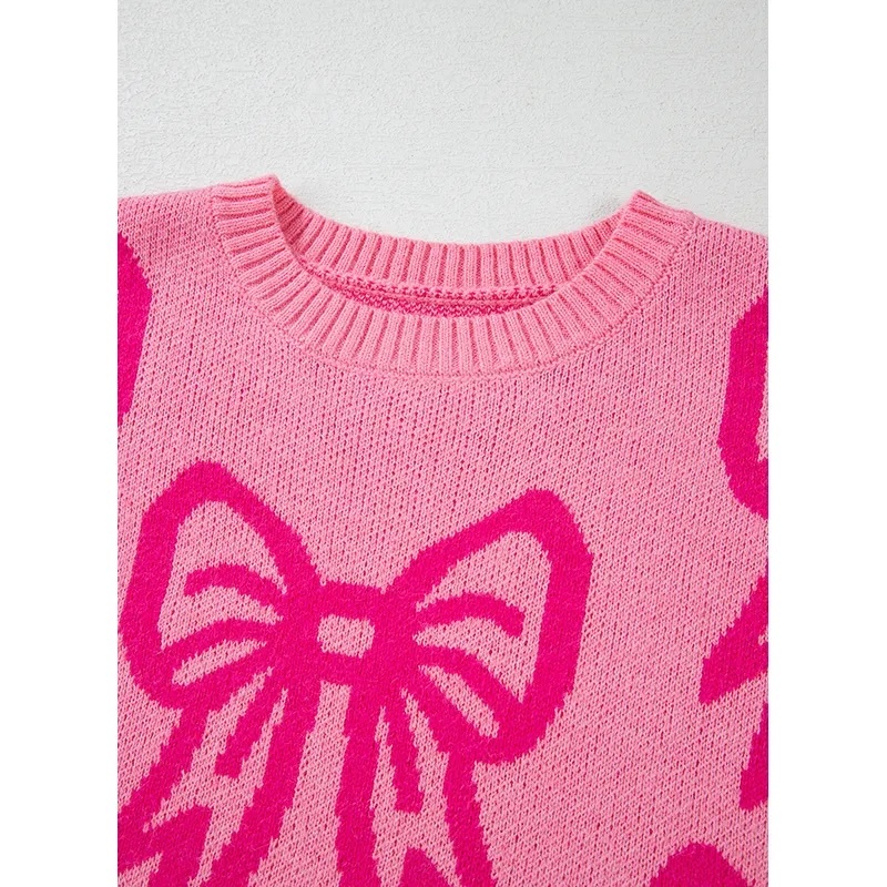 OEM/ODM Pink Oversized Bow Sweater – Cozy, Stylish, and Eye-Catching