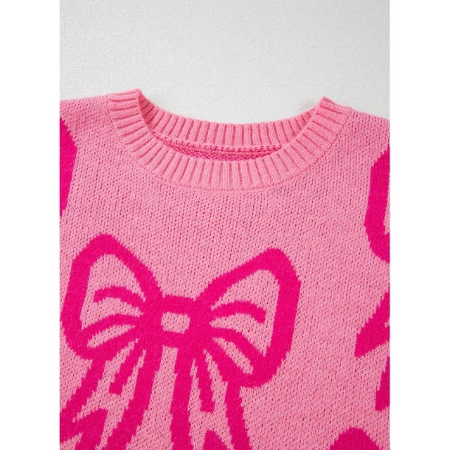 OEM/ODM Pink Oversized Bow Sweater – Cozy, Stylish, and Eye-Catching